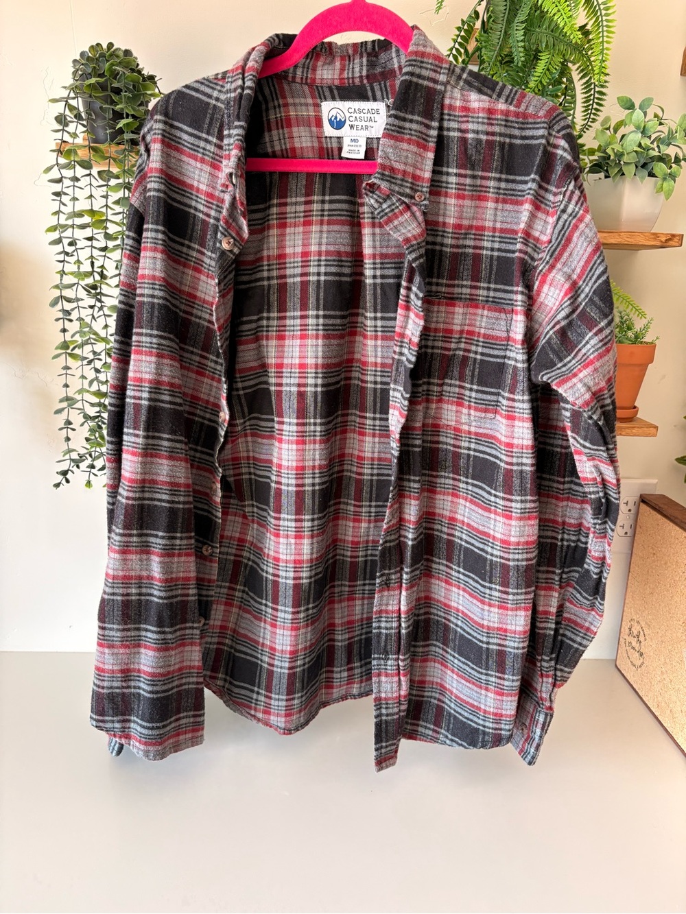 Cascade Casual Wear Red & Black Plaid Flannel Shirt